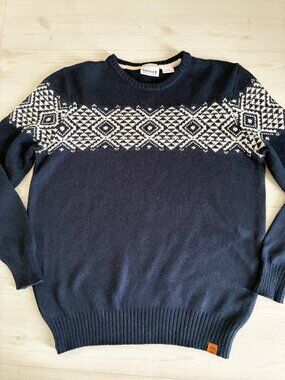 Timberland Men's Large Blue Fair Isle Geometric Knit Crewneck Sweater